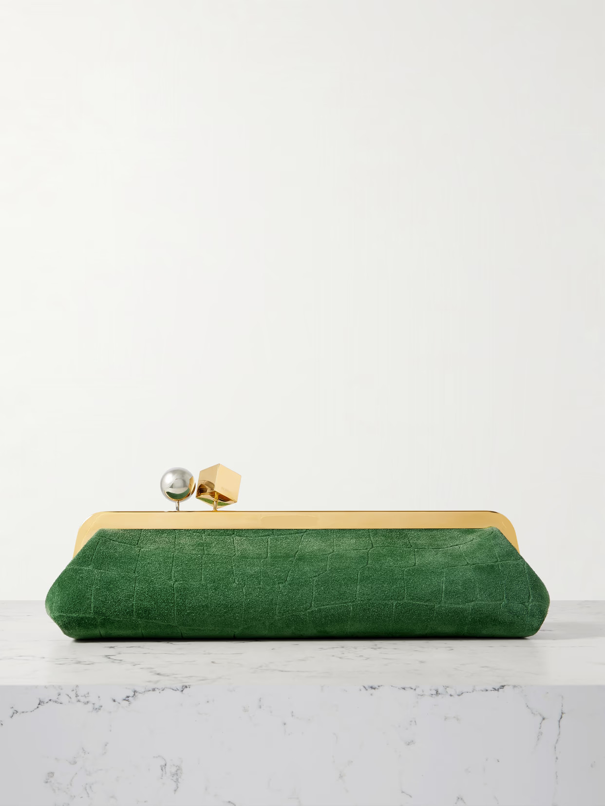 Jacquemus - Le Salon Croc-effect Suede Clutch - Green | NET-A-PORTER (UK & EU)