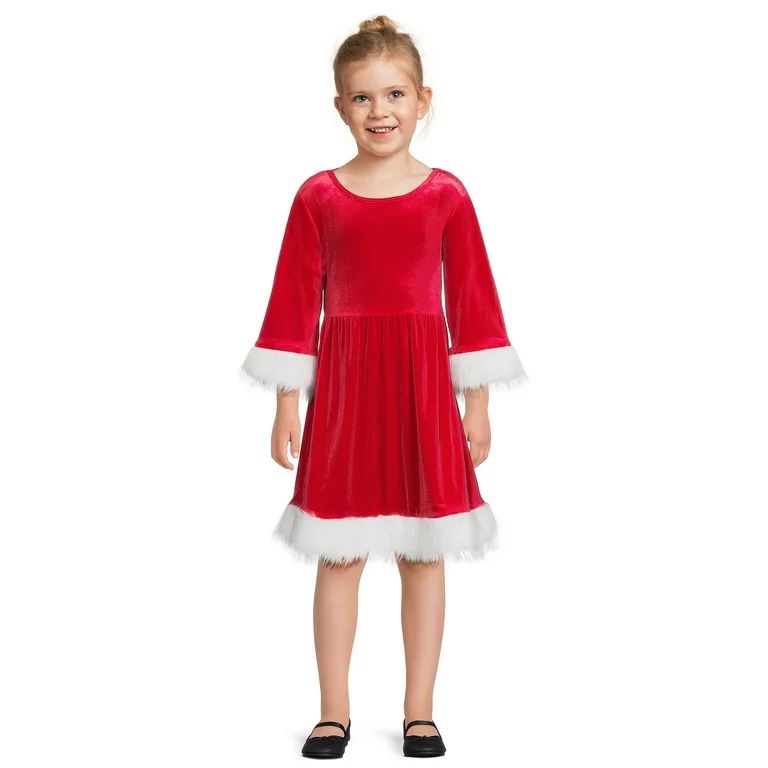 Holiday Time Girls Santa Dress, Sizes 4-18 - Walmart.com | Walmart (US)