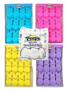 GOPEO Peeps Marshmallow Candy Bunny Variety 5 Pack Easter Basket Candy Stuffers, 3 3/8 Ounce | Amazon (US)