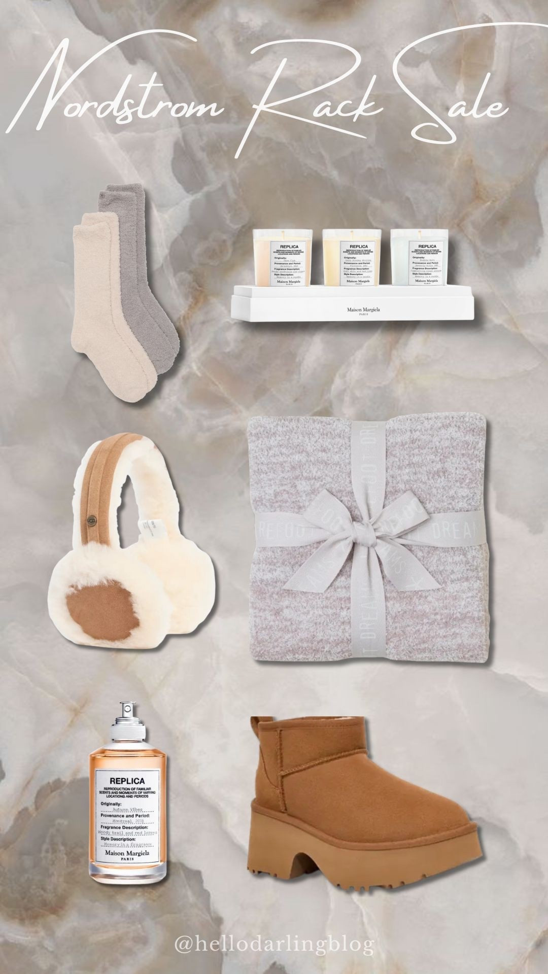 Snag the best cozy Nordstrom Rack Sale finds before they’re gone! Rounding up my top picks including the viral UGG platform minis dupe, super-soft lounge socks, the Barefoot Dreams blanket (perfect for gifting!), shearling earmuffs, and my favorite Maison Margiela Replica candles + perfume. These are all amazing holiday deals and everyday essentials that always sell out fast. Shop everything directly from this post and save big on giftable winter must-haves. #NordstromRackSale #GiftGuide2025 #WinterStyleFinds #CozyAesthetic #LTKSale #LTKFinds #HolidayDeals #LTKGiftGuide #MomStyle #LTKSeasonal  

#LTKCyberWeek #LTKHoliday #LTKGiftGuide