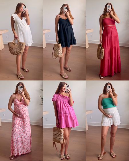 pink lily code: michele20 🩷 sizing: white dress: xs // black dress: xs // red two piece: small // floral maxi: xs (has a built in bra) // pink mini: xs // green top: small, white skort: large. 
i’m 5’3 34+ weeks pregnant  

#LTKfindsunder50 #LTKSeasonal #LTKsalealert