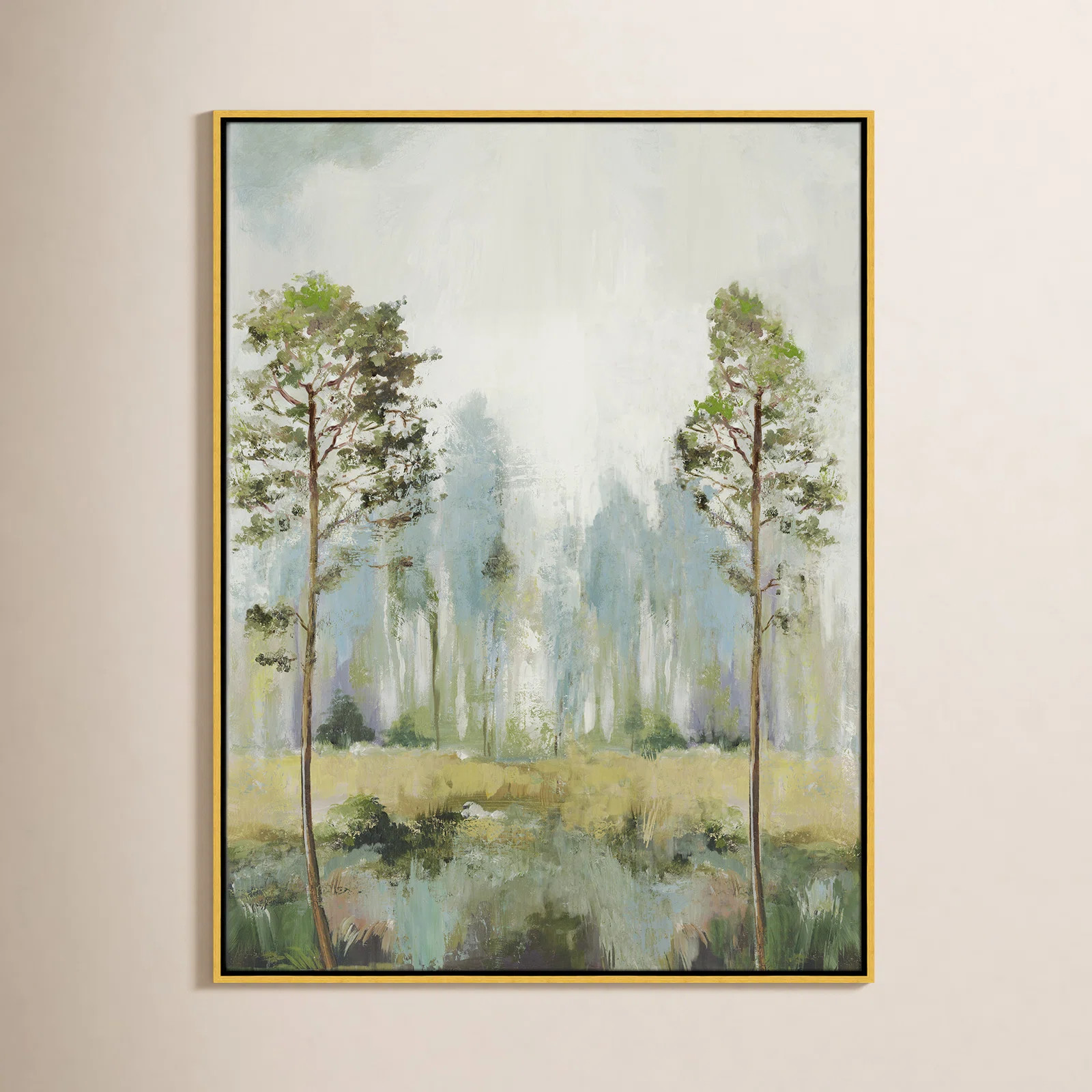 Birch Lane™ Teton Tall Green Trees II by Teton Pearce - Floater Frame Print on Canvas & Reviews... | Wayfair North America