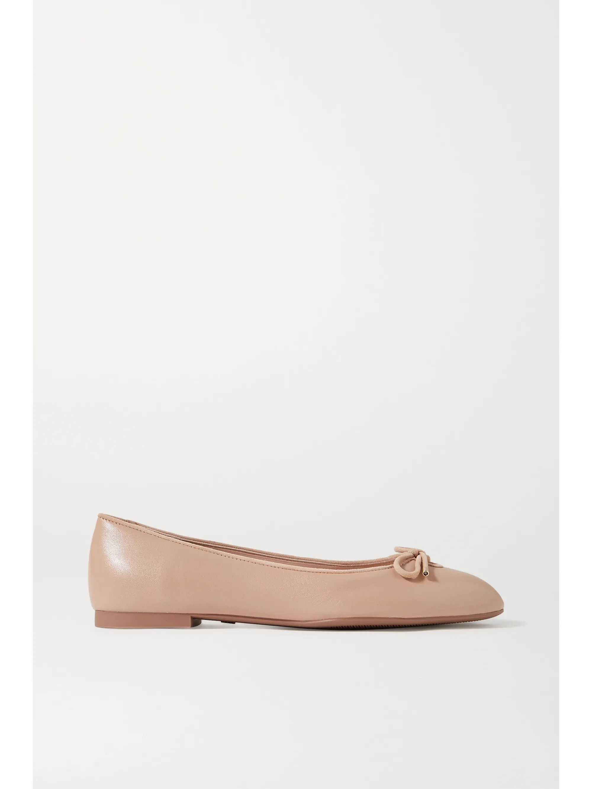 Gabby bow-embellished suede-trimmed leather ballet flats | NET-A-PORTER (US)