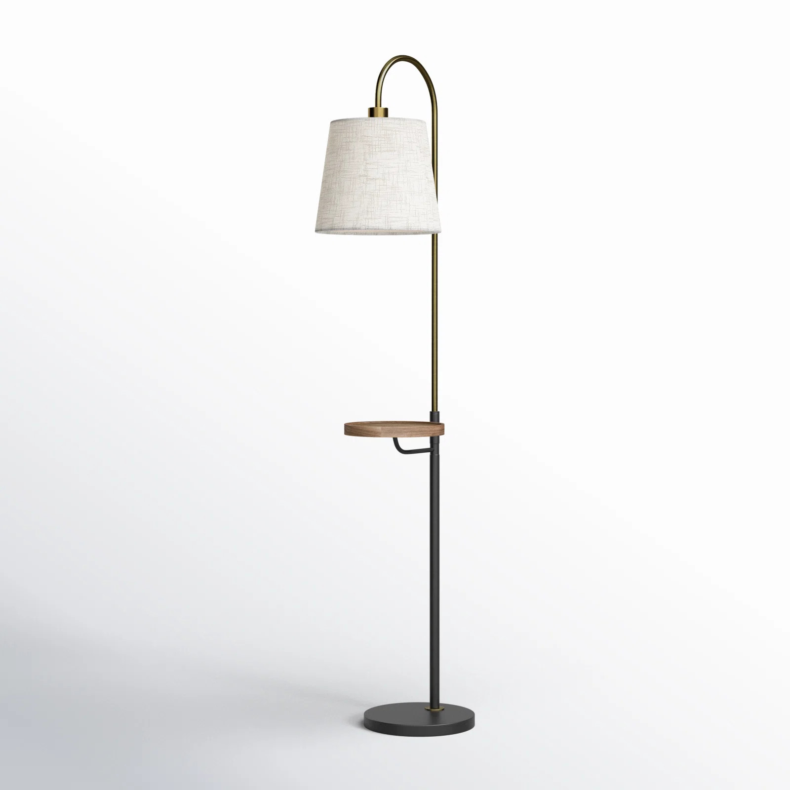 Varuna 65'' Natural/Antique Brass/Black Tray Table Floor Lamp with USB | Wayfair North America