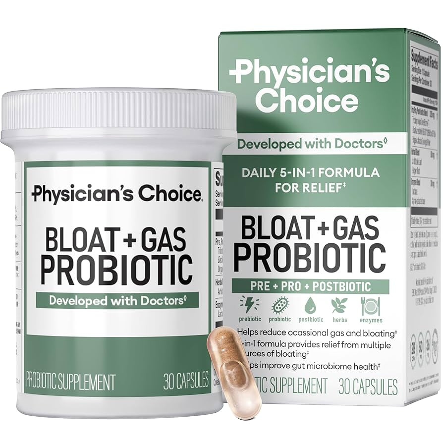 Physician's CHOICE Bloat & Gas Probiotic 5-in-1 Proactive Support + Daily Relief - Digestion & Gu... | Amazon (US)