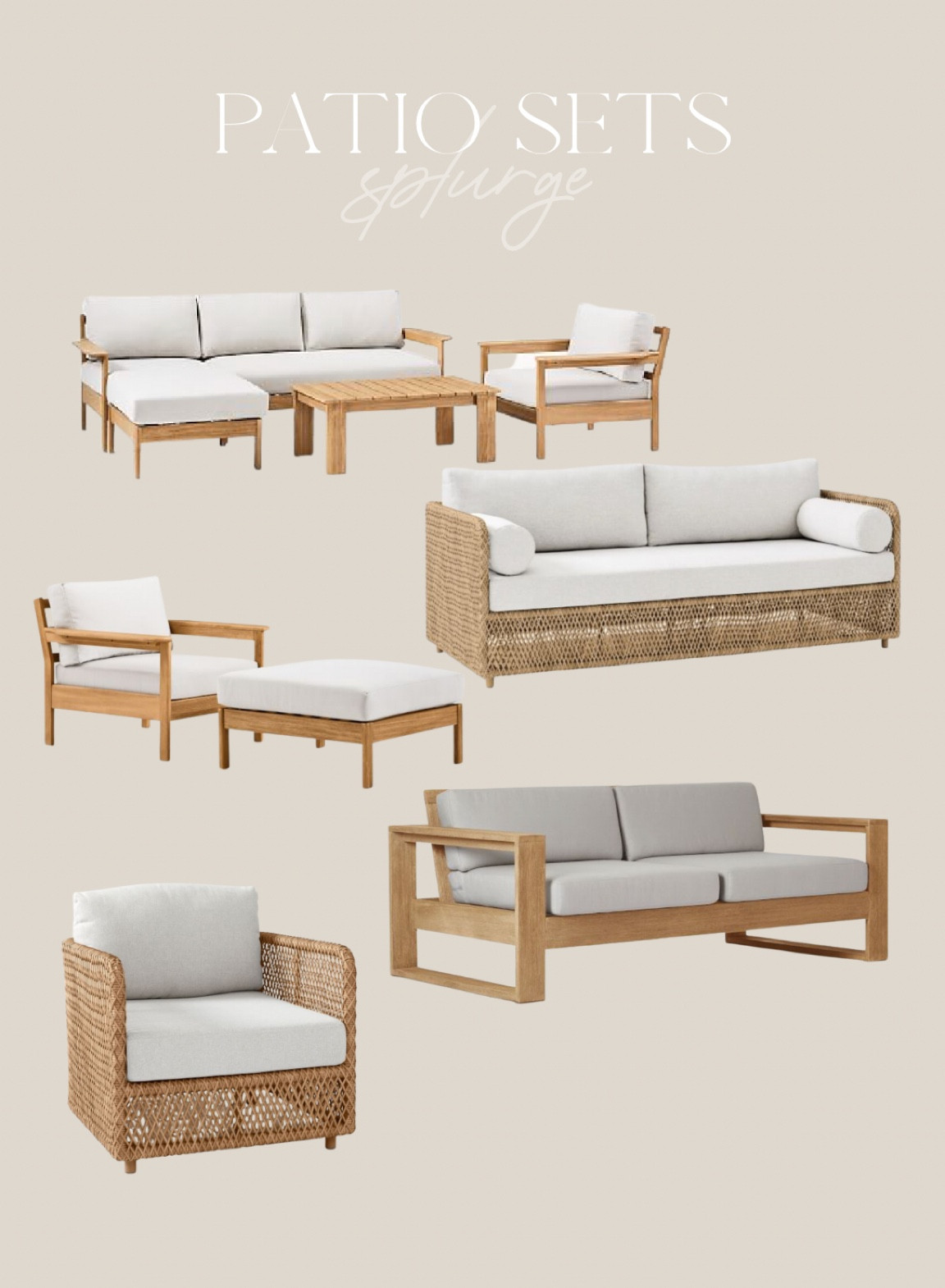 Splurge patio sets 

#outdoorfurniture #splurgefurniture #westelmfinds #patiosets #coastalpatio #patio 

#LTKSeasonal #LTKhome #LTKsalealert