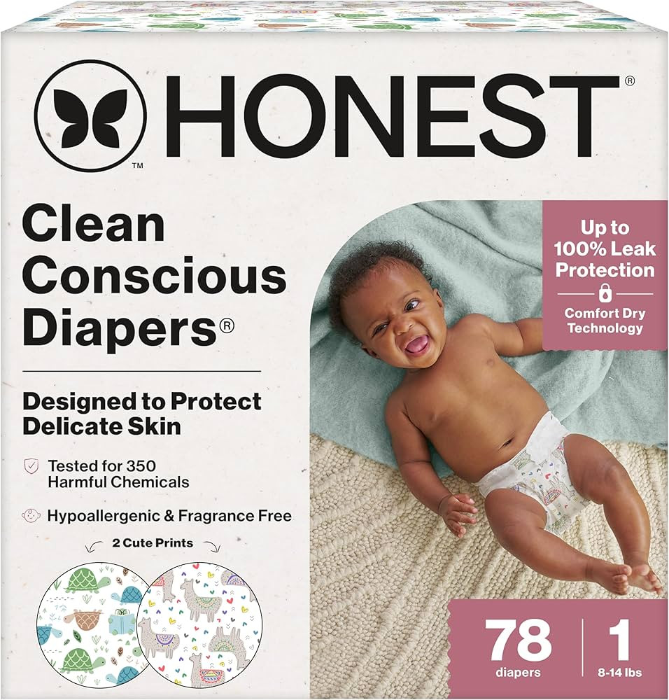 The Honest Company Comfort Dry Disposable Diapers for Sensitive Skin, Hypoallergenic, All The Alp... | Amazon (US)
