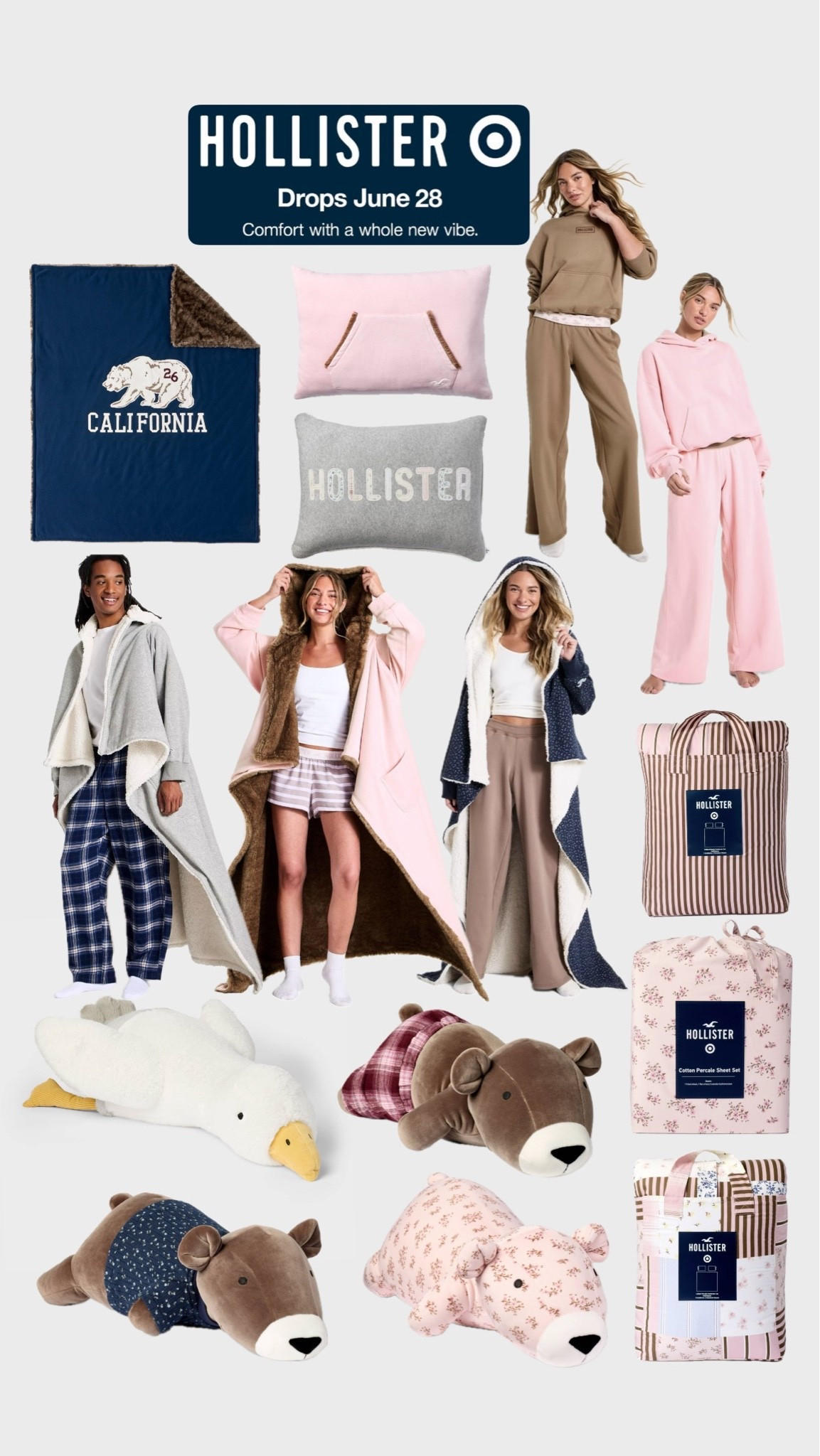 Mark your calendars for June 28! Hollister is dropping the cutest collab with Target. Everything you need to create the coziest dorm space or bedroom! I’m loving the hooded blankets and cozy sets! 🐻🤍

#LTKHome #LTKmorningroutine #LTKootd
