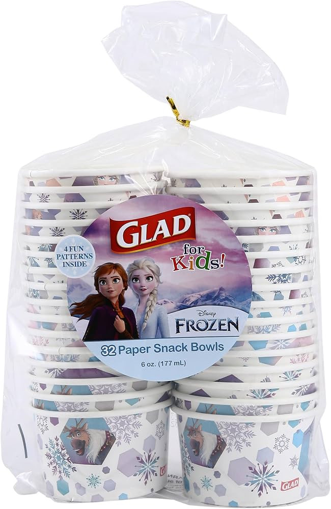 Glad for Kids Disney Frozen 6oz Paper Snack Bowls, Lids Not Included, 32 ct | Disney Anna and Els... | Amazon (US)