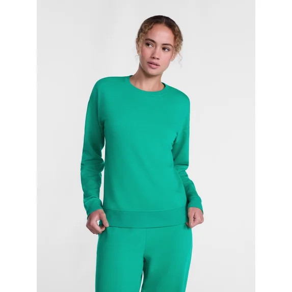 Joyspun Women's Fleece Lounge Sleep Top with Long Sleeves, Sizes XS-3X | Walmart (US)