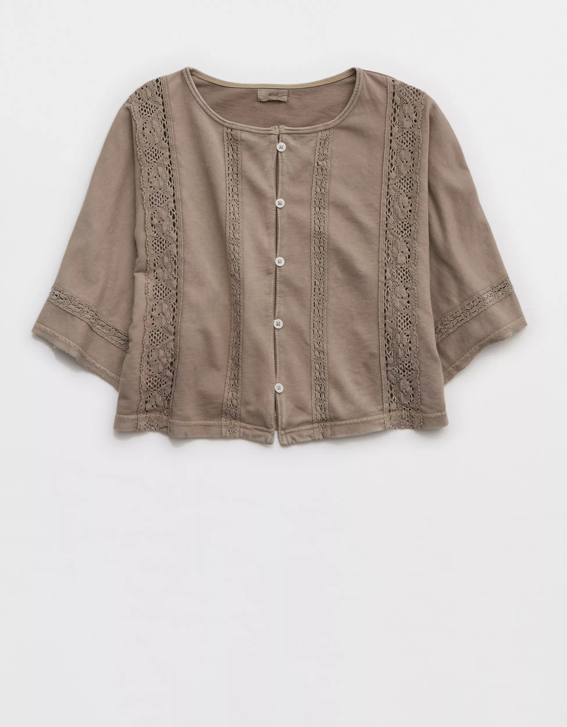 Aerie Short Sleeve Crochet Cardi | American Eagle Outfitters (US & CA)