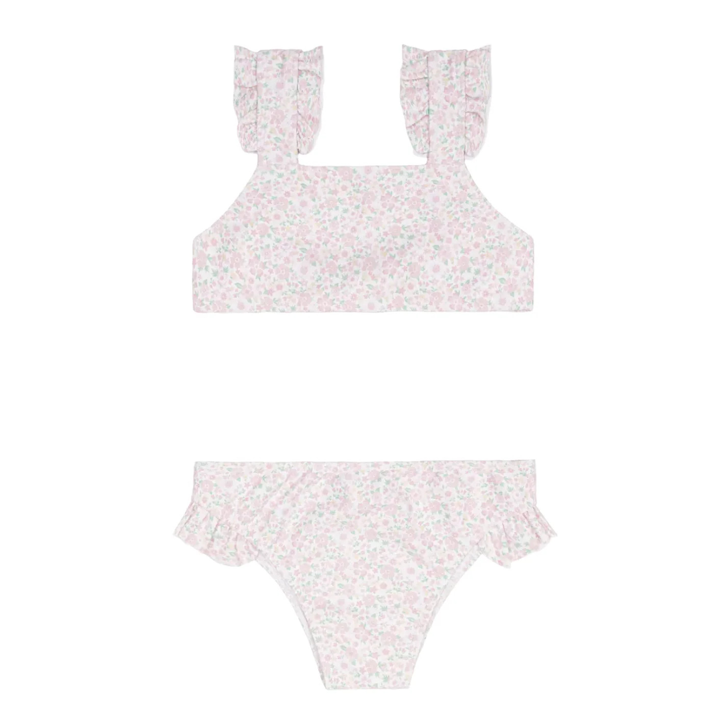 girls antique floral ruffle strap bikini | Minnow