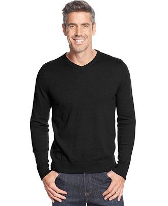 John Ashford Big and Tall Solid Long-Sleeve V-Neck Sweater | Macys (US)
