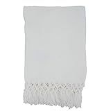 SARO LIFESTYLE Sevan Collection Knotted Chenille Throw Blanket, 50" x 60", White | Amazon (US)