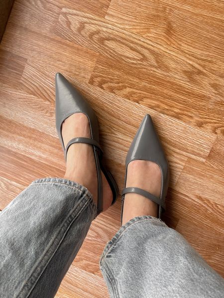 Gray sling back pointed toe flats that give off major Vince vibes - love these so much for transitional dressing into spring! shoes for work outfit | shoes for date night outfit 

#LTKSeasonal #LTKshoecrush