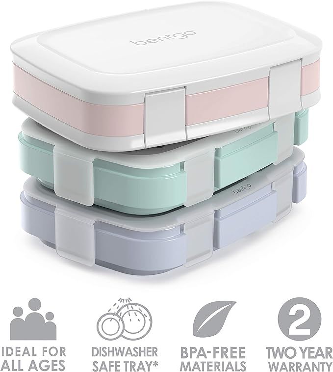 Bentgo Fresh 3-Pack Meal Prep Lunch Box Set - Reusable 3-Compartment Containers for Meal Prepping... | Amazon (US)