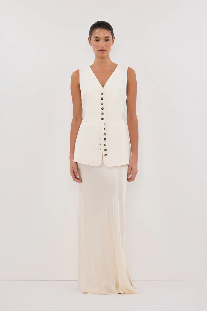 DEMI CREAM LONGLINE VEST | DISSH