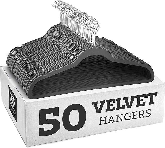 Zober Premium Quality Space Saving Velvet Hangers Strong and Durable Hold Up to 10 Lbs - 360 Degr... | Amazon (US)