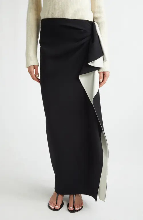 Proenza Schouler Cella Ruffle Cady Skirt in Black/ivory at Nordstrom, Size 8 | Nordstrom