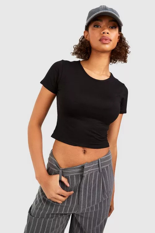 Tall Basic Short Sleeve Crop Top | Boohoo.com (US & CA)