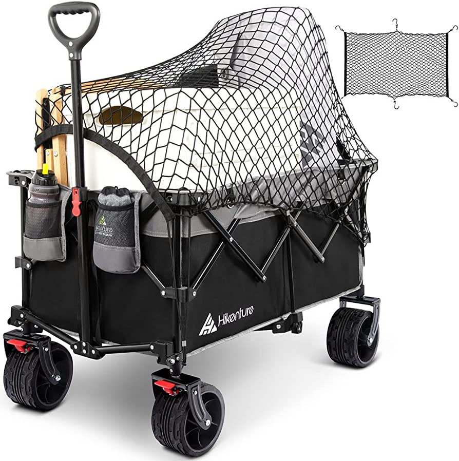 Hikenture Collapsible Wagon with Cargo Net, Beach Wagon with Big Wheels for Sand, 200L Enlarged C... | Amazon (US)