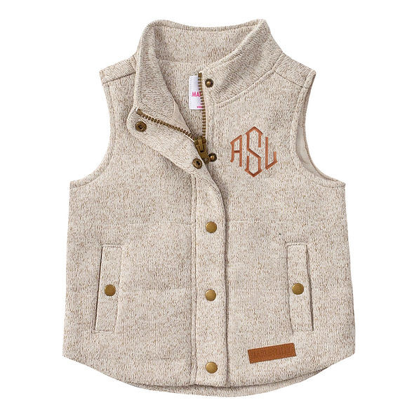 Monogrammed Kids Heathered Quilted Vest | Marleylilly