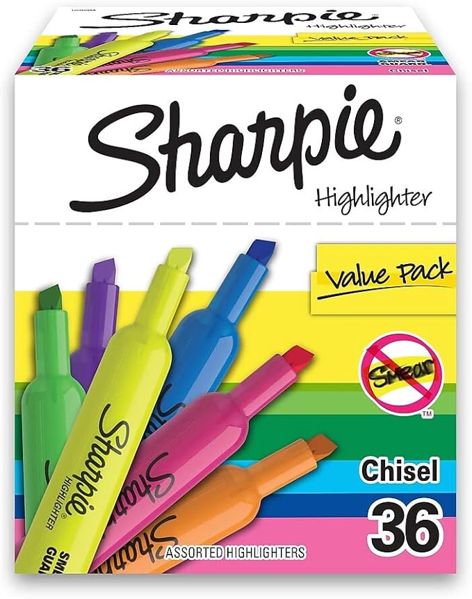 Sharpie Tank Highlighters, Fluorescent And Pastel Highlighters, Chisel Tip, Highlighter Markers S... | Amazon (US)