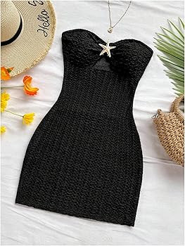 MakeMeChic Women's Strapless Dress Starfish Metal Sleeveless Bodycon Tube Mini Dresses | Amazon (US)