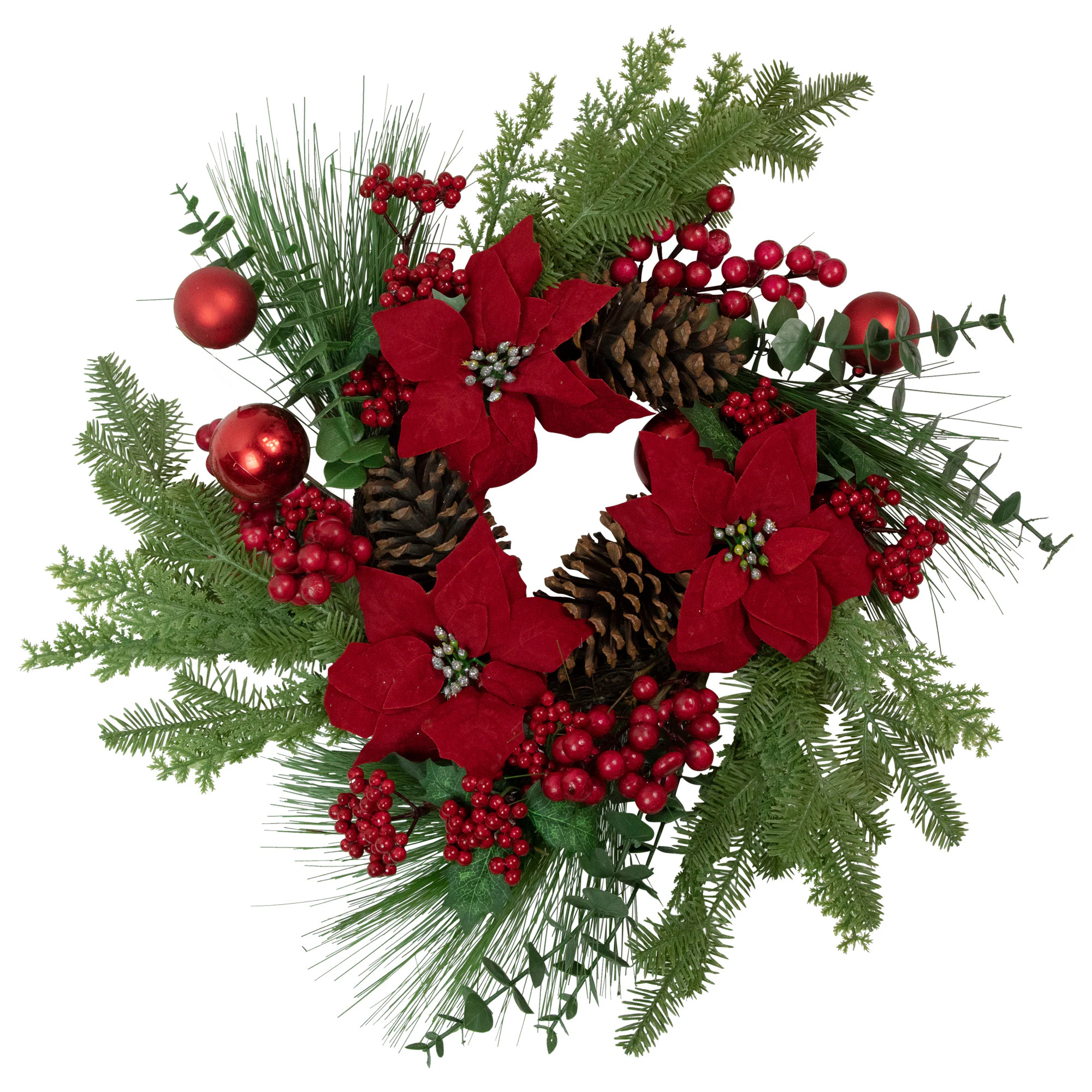 Northlight 22-in Indoor/Outdoor (non powered) Green Berry Artificial Christmas Wreath | 34868426 | Lowe's