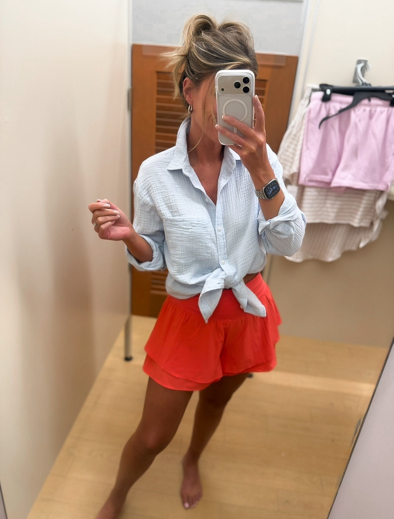 This entire outfit could pass for Aerie. 
Top/small (blue color not online yet)
Shorts/ large 

#LTKSeasonal #LTKmomlife