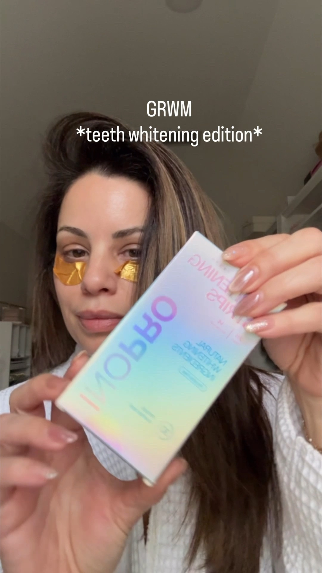 My first time using teeth whitening strips and I’m hooked! Teeth look whiter for sure. 🎉 