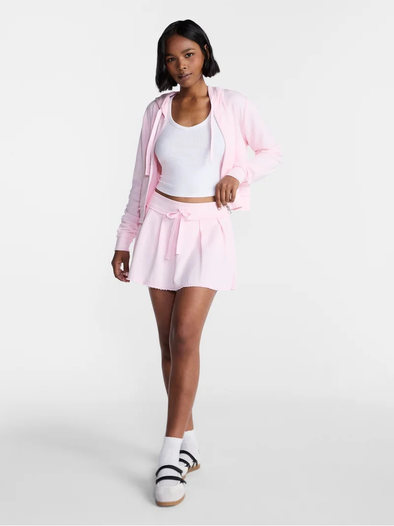 No Boundaries Pleated French Terry Mini Skort, Women's XXS-XXL | Walmart (US)