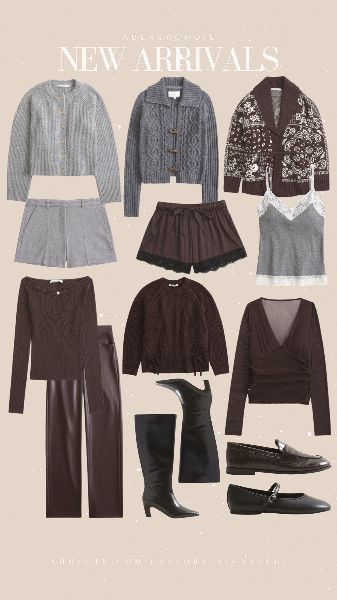 Abercrombie New Arrivals

Oversized knit sweaters
Chunky cardigans
Wool coats
Puffer jackets
Leather leggings
Wide-leg trousers
Thermal tops
Knit scarves
Knee-high boots

#LTKSeasonal #LTKSaleAlert #LTKHoliday