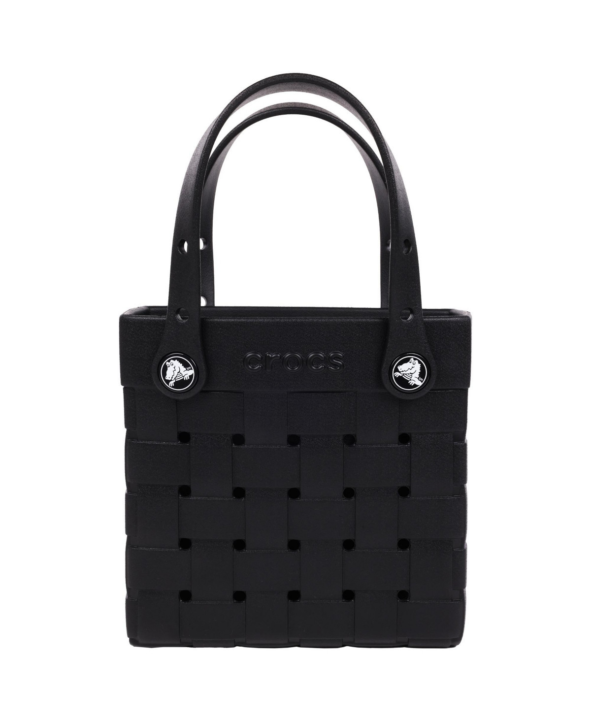 Crocs Small Woven Style Crocssbody Tote with Top Handles and removeable Crocssbody strap - Black | Macy's