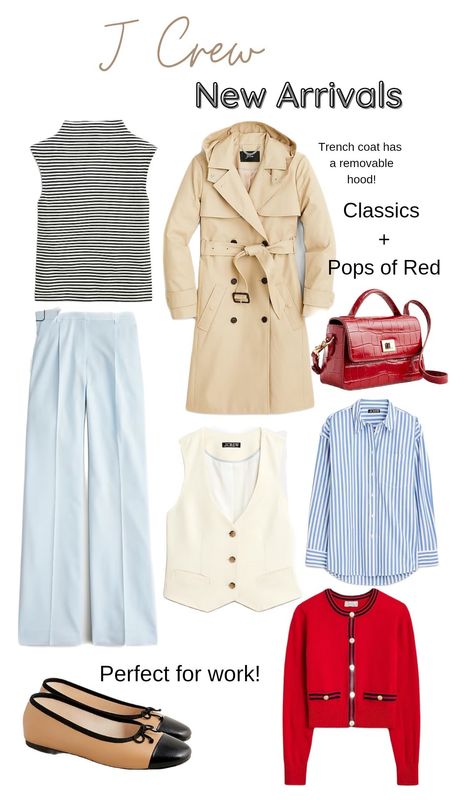 J Crew New Arrivals feature classics with pops of red! Great layering and stand alone items!

#LTKover40 #LTKworkwear #LTKSeasonal
