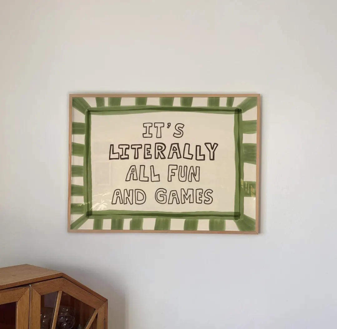It’s Literally All Fun And Games Print, Dopamine Decor Playful Typography Wall Art MR76 | Etsy (US)