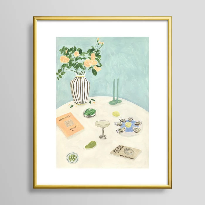 Oysters and Art books Art Print | Society6