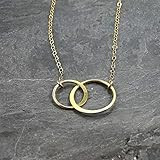 Two Interlocking Circles Pendant Gold Filled Necklace Jewelry Gift for Mom 16 Inches | Amazon (US)