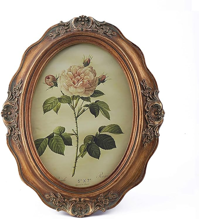 SIKOO Vintage Picture Frames 5x7 Oval Picture Frame Tabletop and Wall Mount Antique Picture Frame... | Amazon (US)