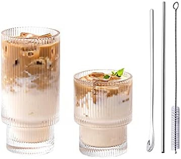 Glass Cups Vintage Glassware, Origami Style Transparent Cocktail Glasses Set, Bar Beverages Ice C... | Amazon (US)