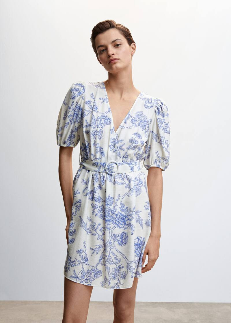 Belt floral dress -  Women | Mango USA | MANGO (US)