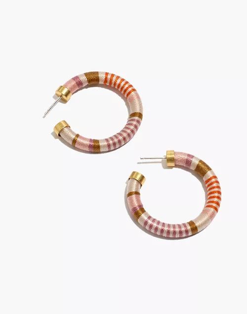 Thread-Wrapped Medium Chunky Hoop Earrings | Madewell