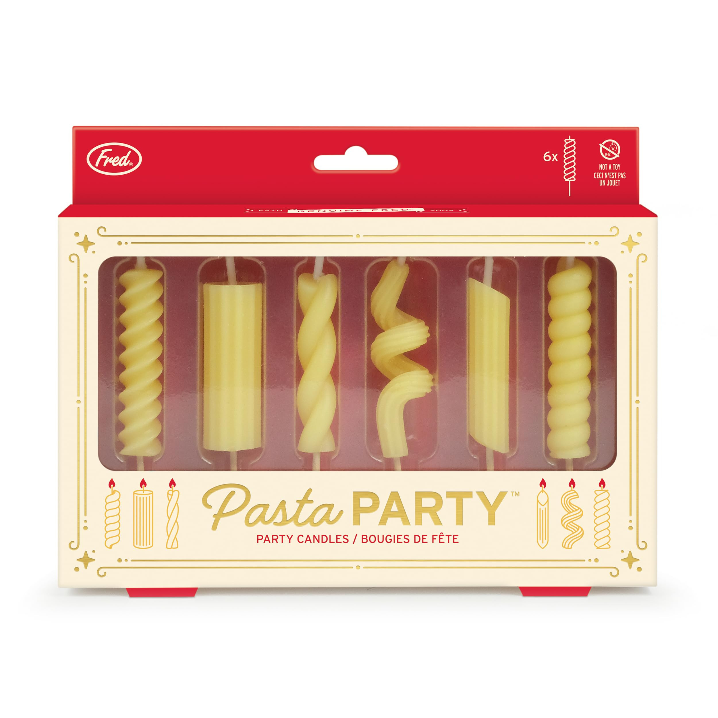 Genuine Fred Pasta Party Noodle Candles, Set of 6 Quirky Pasta Noodle Shaped Birthday Candles, Fun and Unique, Gift-Ready Package | Amazon (US)