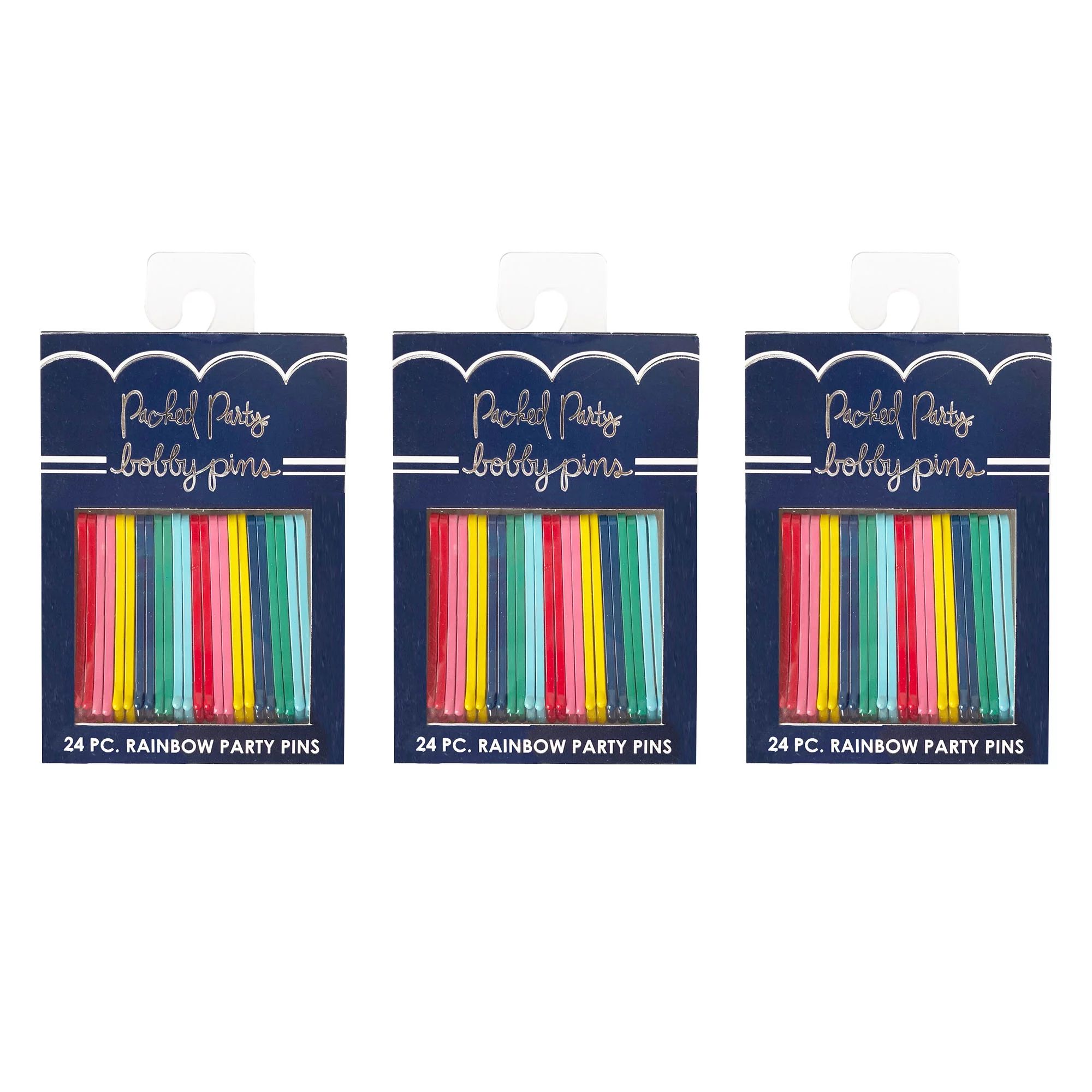 Packed Party Rainbow Party Pins - 3 Pack, 72- Multi-color Bobby Pins - Walmart.com | Walmart (US)
