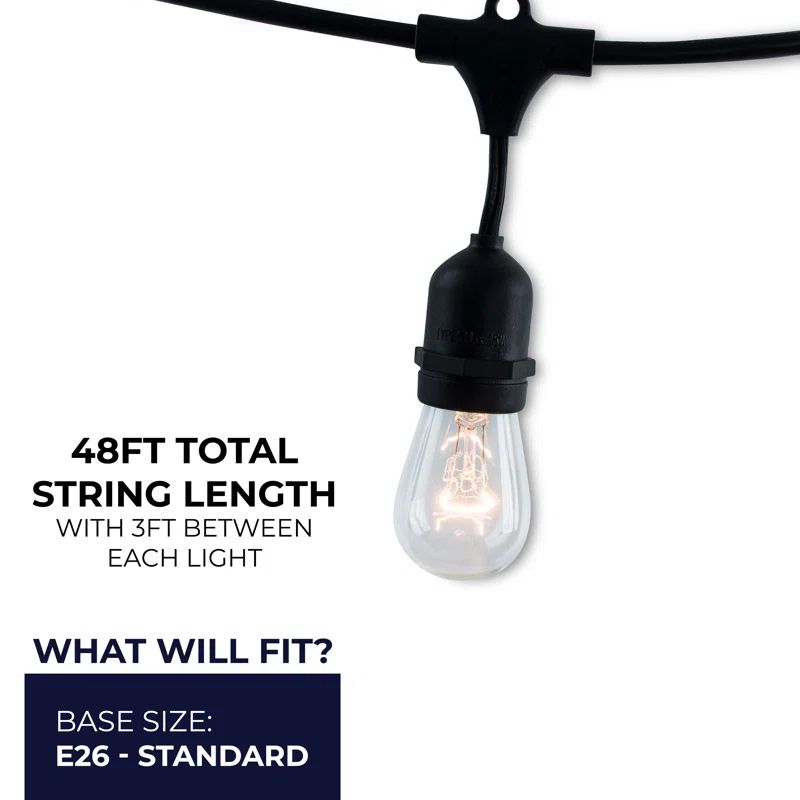Galena 48-ft Outdoor 15 - Bulb Standard String Light (End to End Connectable) | Wayfair North America