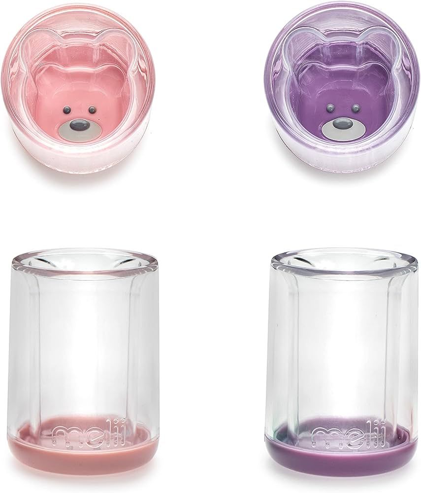 melii Double-Walled Bear Drinking Cup for Toddlers, Kids and Children (Pink + Purple - 2 Pack) | Amazon (US)
