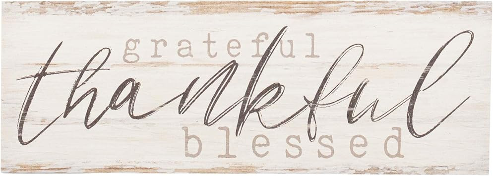 P. Graham Dunn Grateful Thankful Blessed Whitewash 10 x 3.5 Inch Pine Wood Slat Hanging Wall Sign | Amazon (US)