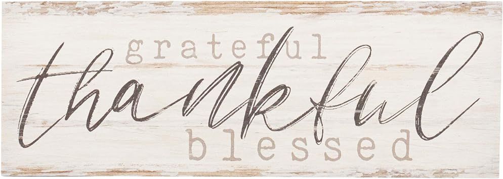 P. Graham Dunn Grateful Thankful Blessed Whitewash 10 x 3.5 Inch Pine Wood Slat Hanging Wall Sign | Amazon (US)