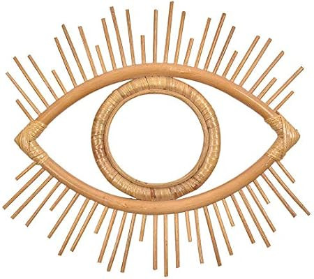 Eye Mirror Frame Creative Golden Wall Hanging Photo Picture Frame Round Mirror Decor Rattan Craft... | Amazon (US)