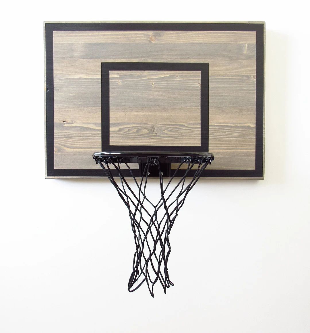 Basketball Hoop - Indoor Wood Basketball Goal, Gray with Black Reference Boxes, Basketball Gift | Etsy (US)